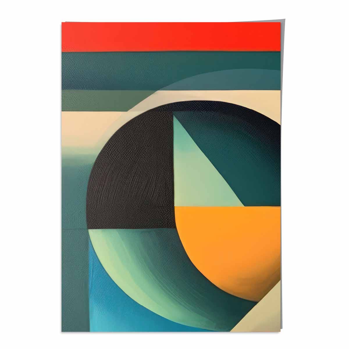 Abstrakter Kunstdruck mit farbenfrohen Formen, Blau, Rot, Orange, Nr. 3