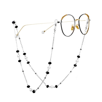 Elegante Perlen- und schwarze Schmuckbead-Brillen-Halskette Brehn