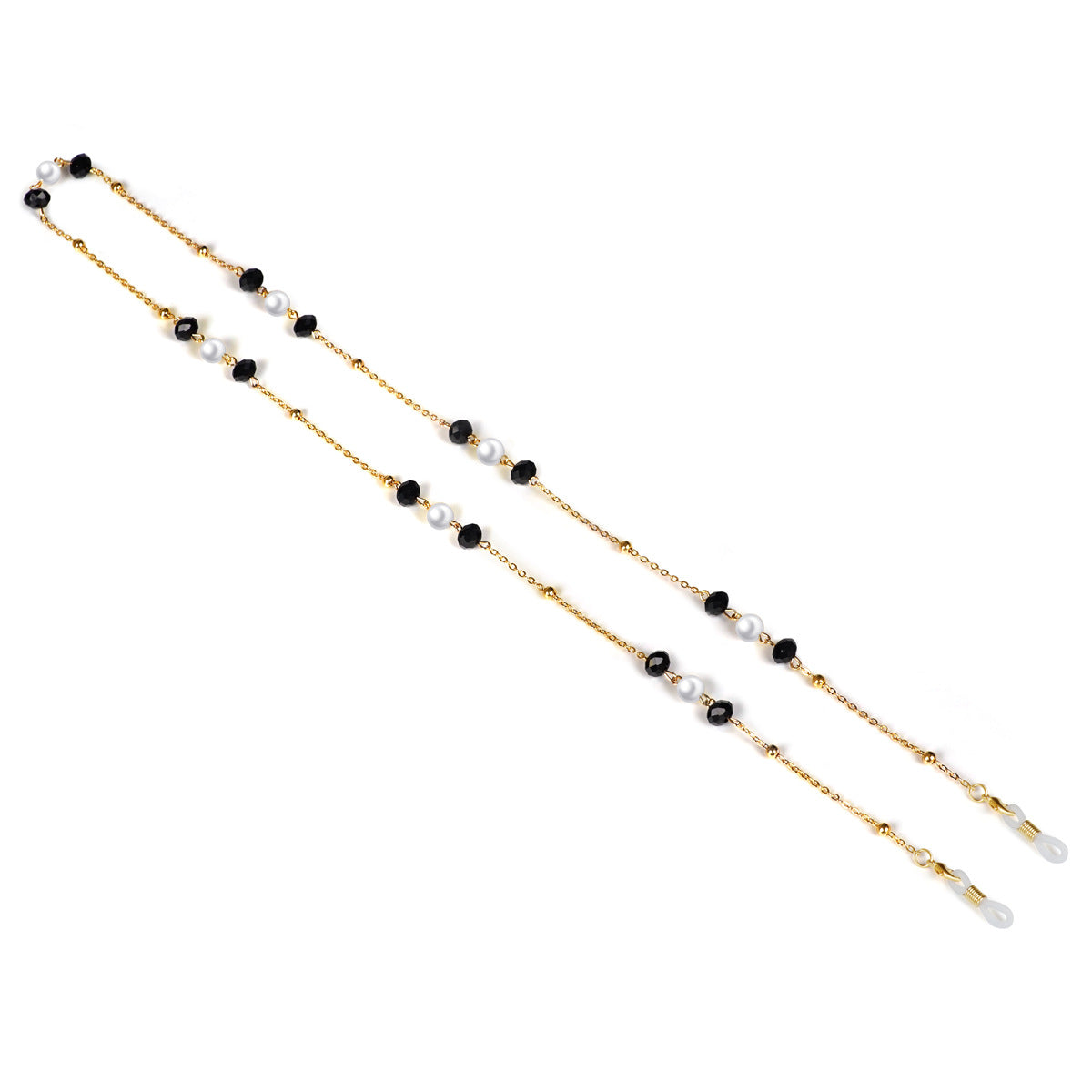 Elegante Perlen- und schwarze Schmuckbead-Brillen-Halskette Brehn