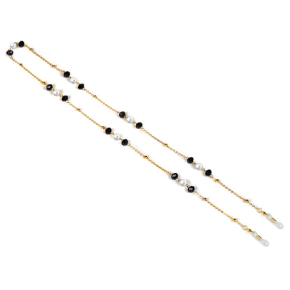Elegante Perlen- und schwarze Schmuckbead-Brillen-Halskette Brehn