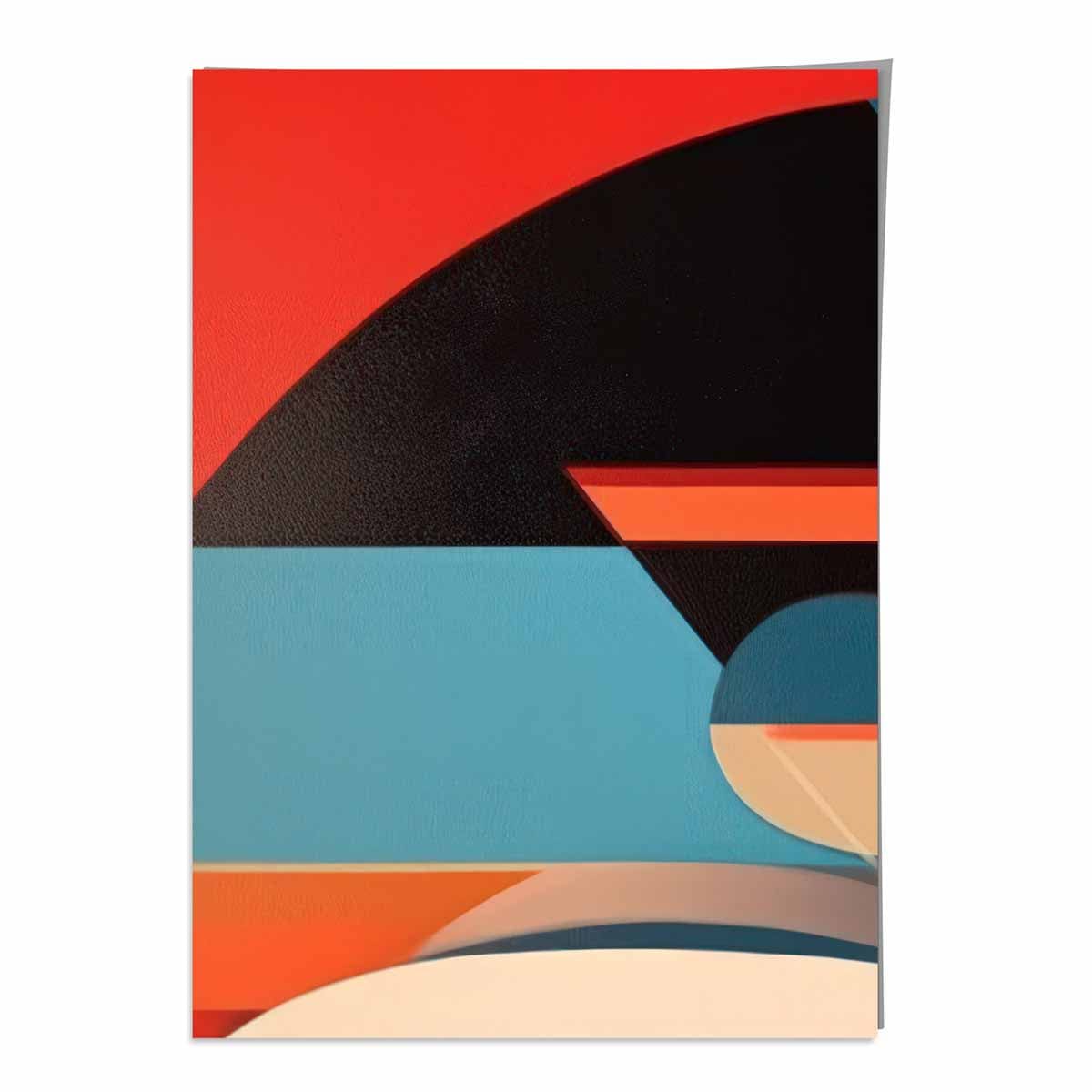 Abstrakter Kunstdruck mit farbenfrohen Formen, Blau, Rot, Beige, Nr. 4