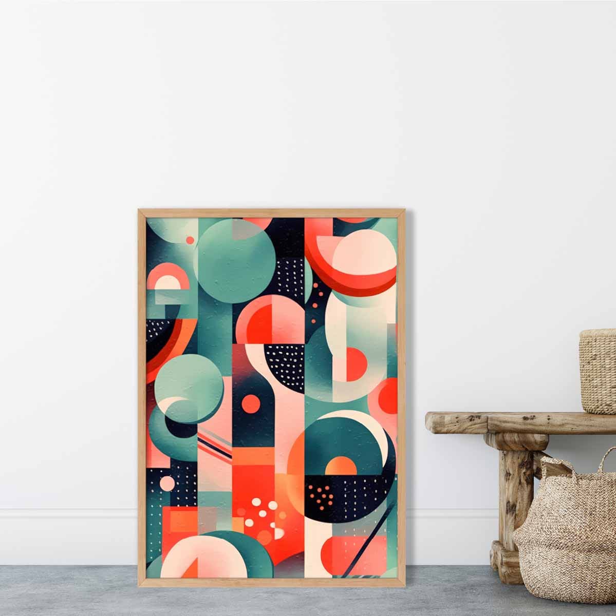 Abstrakter Kunstdruck mit farbenfrohen Pastellformen Nr. 3