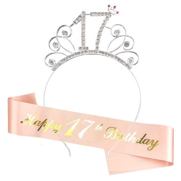 Damen Geburtstags-Tiara und Schärpe Set Brehn