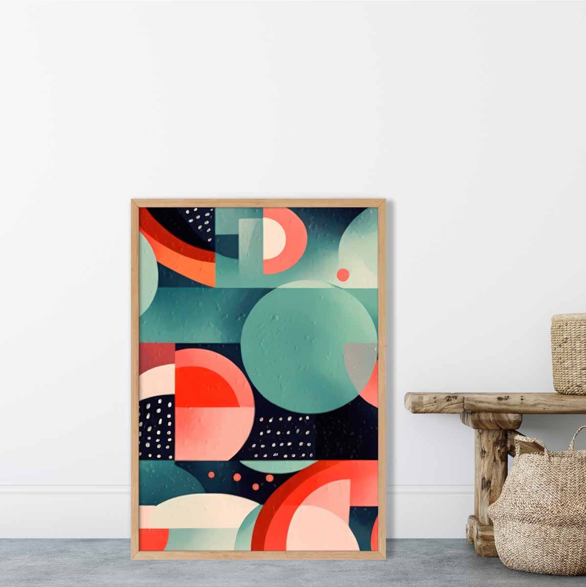 Abstrakter Kunstdruck mit farbenfrohen Pastellformen Nr. 6