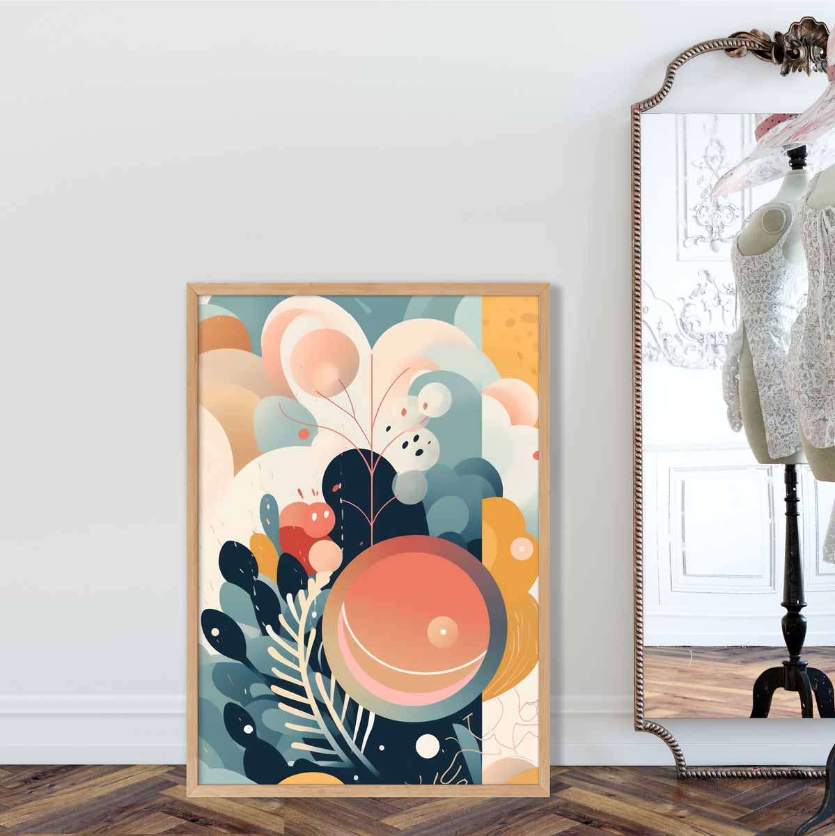 Abstrakter, farbenfroher Pastellblumen-Kunstdruck Nr. 2