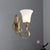 Brehn | Retro Bell Wandlamp 1/2-Licht Frosted Glas Wandboutique Licht met Metalen Gebogen Arm in Goud voor Veranda