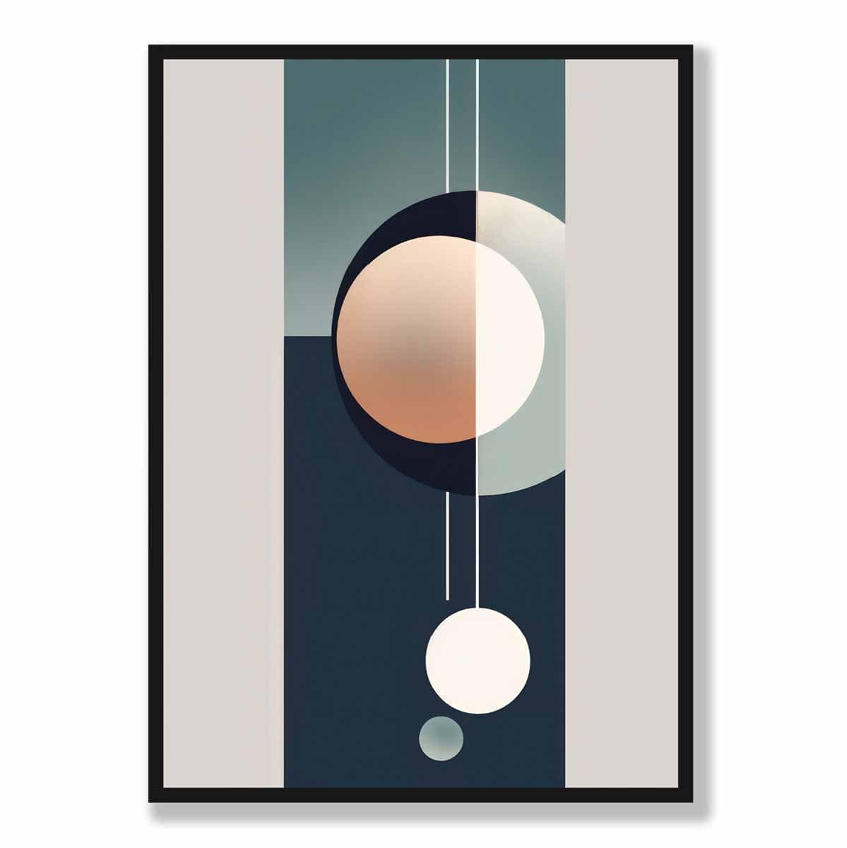 Abstrakte Formen Kunstdruck Marineblau Beige und Grau Nr. 1