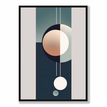 Abstrakte Formen Kunstdruck Marineblau Beige und Grau Nr. 1