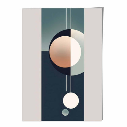 Abstrakte Formen Kunstdruck Marineblau Beige und Grau Nr. 1