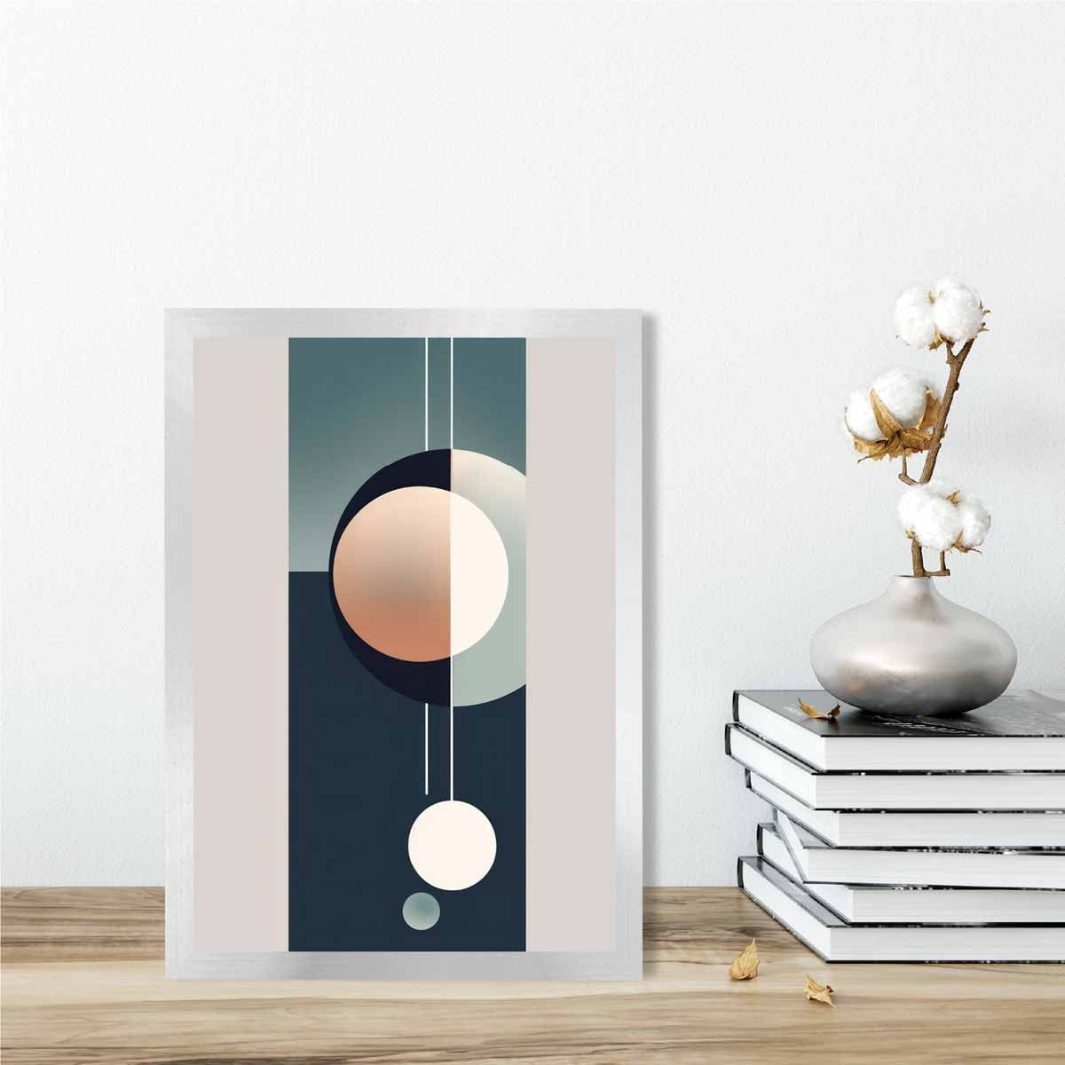 Abstrakte Formen Kunstdruck Marineblau Beige und Grau Nr. 1