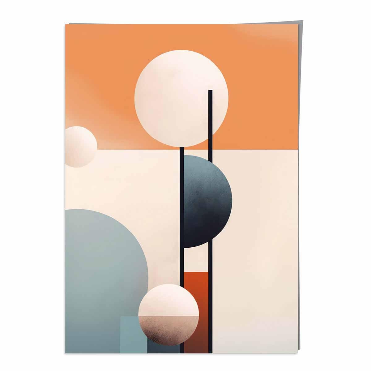 Abstrakte Formen Kunstdruck Marineblau, Orange und Beige Nr. 1