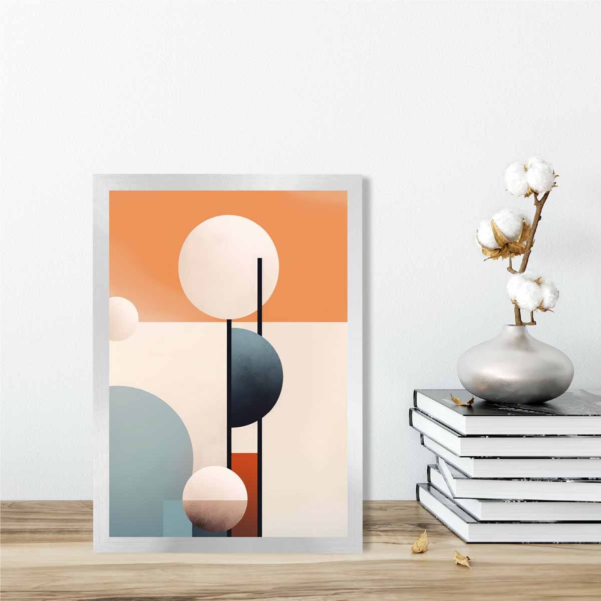 Abstrakte Formen Kunstdruck Marineblau, Orange und Beige Nr. 1