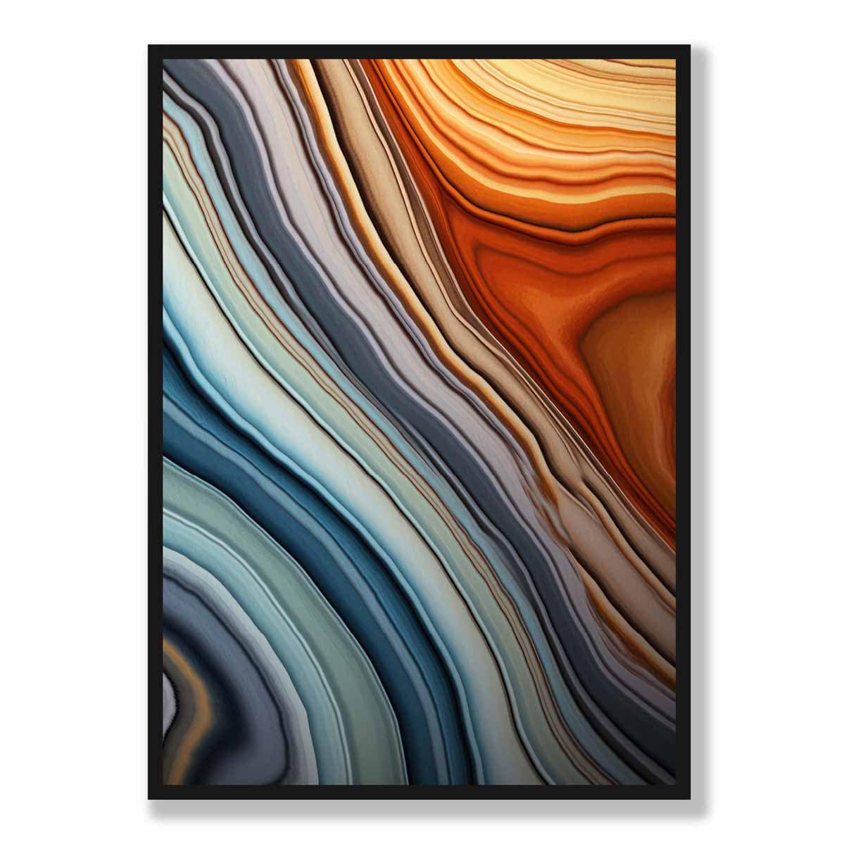 Abstrakter Flüssigkunstdruck Blau und Orange Nr. 2