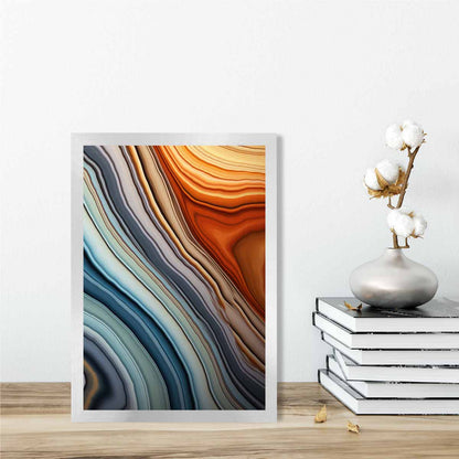 Abstrakter Flüssigkunstdruck Blau und Orange Nr. 2