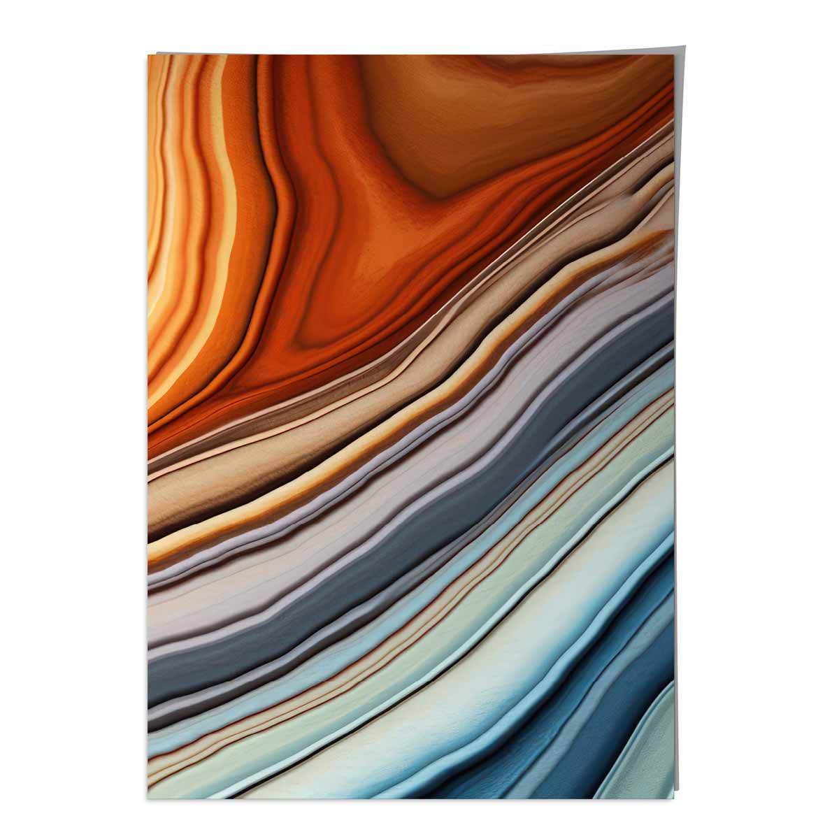 Abstrakter Fluid-Art-Druck Blau und Orange Nr. 3