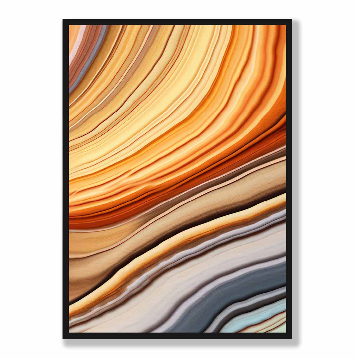 Abstrakter Fluid-Art-Druck Blau und Orange Nr. 4