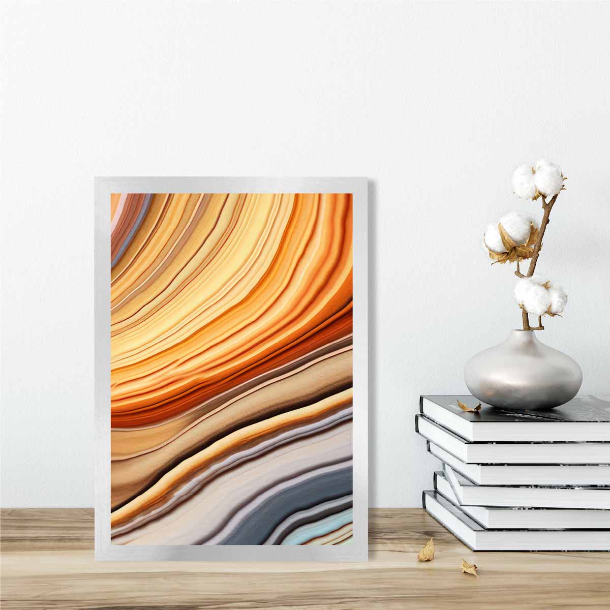 Abstrakter Fluid-Art-Druck Blau und Orange Nr. 4