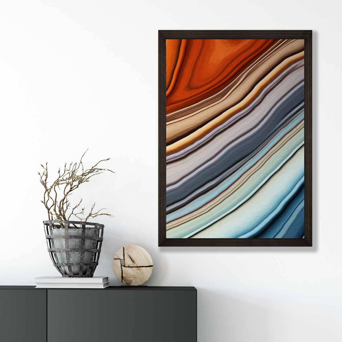 Abstrakter Flüssigkunstdruck Blau und Orange Nr. 5