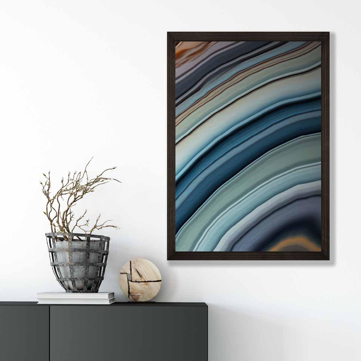 Abstrakter Fluid-Art-Druck Blau und Orange Nr. 6