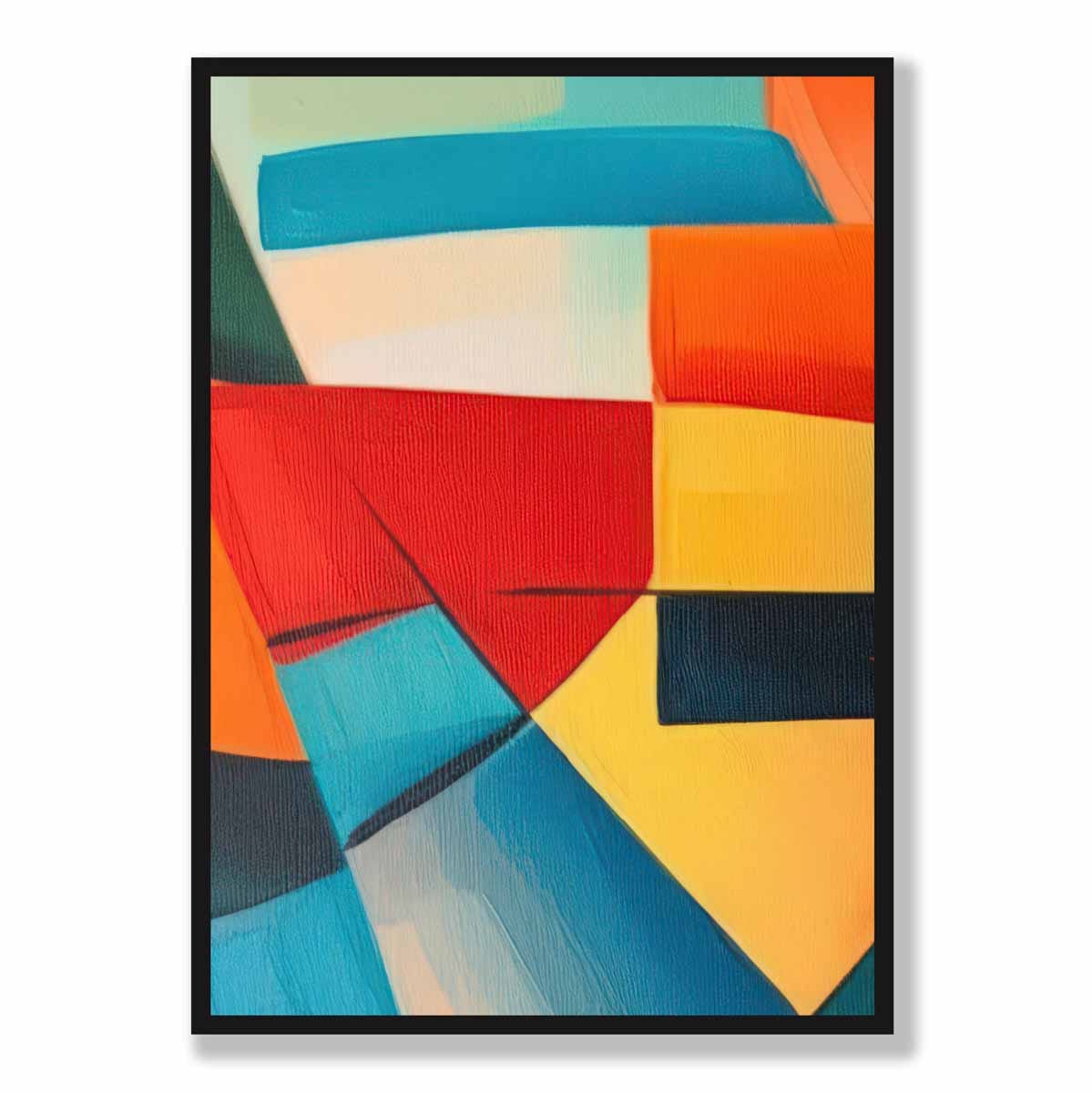 Abstraktes Gemälde, farbige Formen, Kunstdruck, Blau, Rot und Gelb Nr. 4