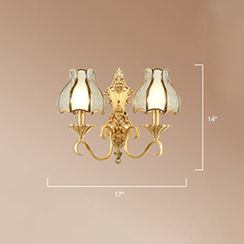 Brass Bud Wandmontage Licht Traditionelle Gehrungsglas Wohnzimmer Wandlichtarmatur | Brehn
