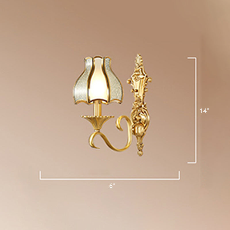 Brass Bud Wandmontage Licht Traditionelle Gehrungsglas Wohnzimmer Wandlichtarmatur | Brehn