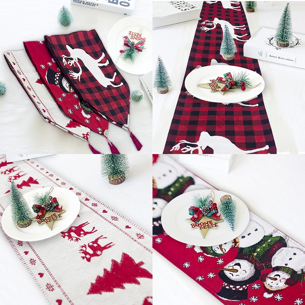Brehn | Weihnachts-Elch Schneemann Tischläufer Frohe Weihnachten Dekorationen