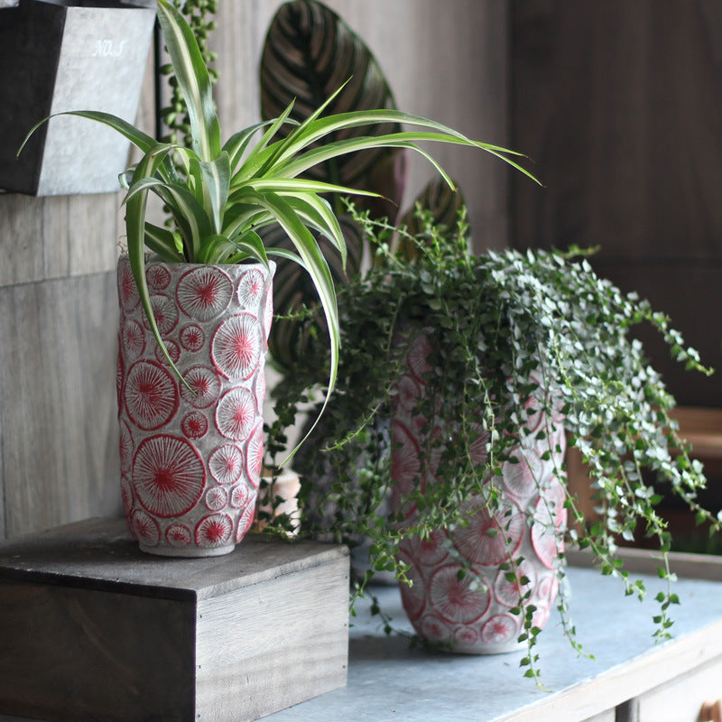 Dekorative Blumenvase aus keramik mit Reliefstruktur Brehn