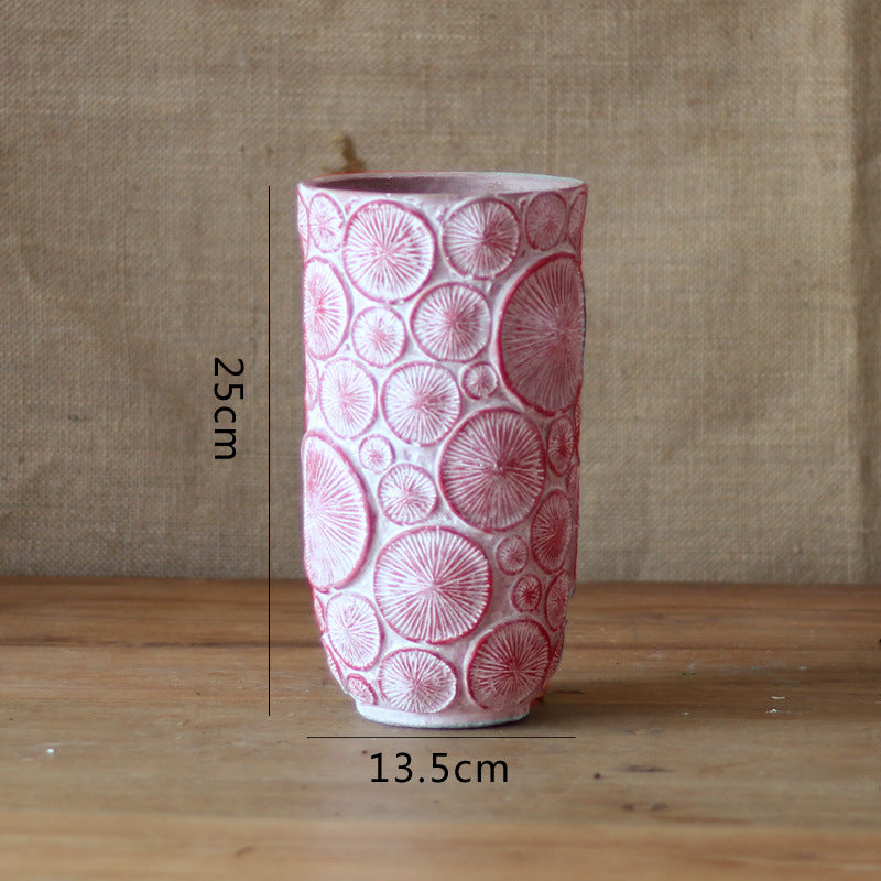 Dekorative Blumenvase aus keramik mit Reliefstruktur Brehn