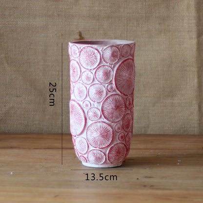 Dekorative Blumenvase aus keramik mit Reliefstruktur Brehn