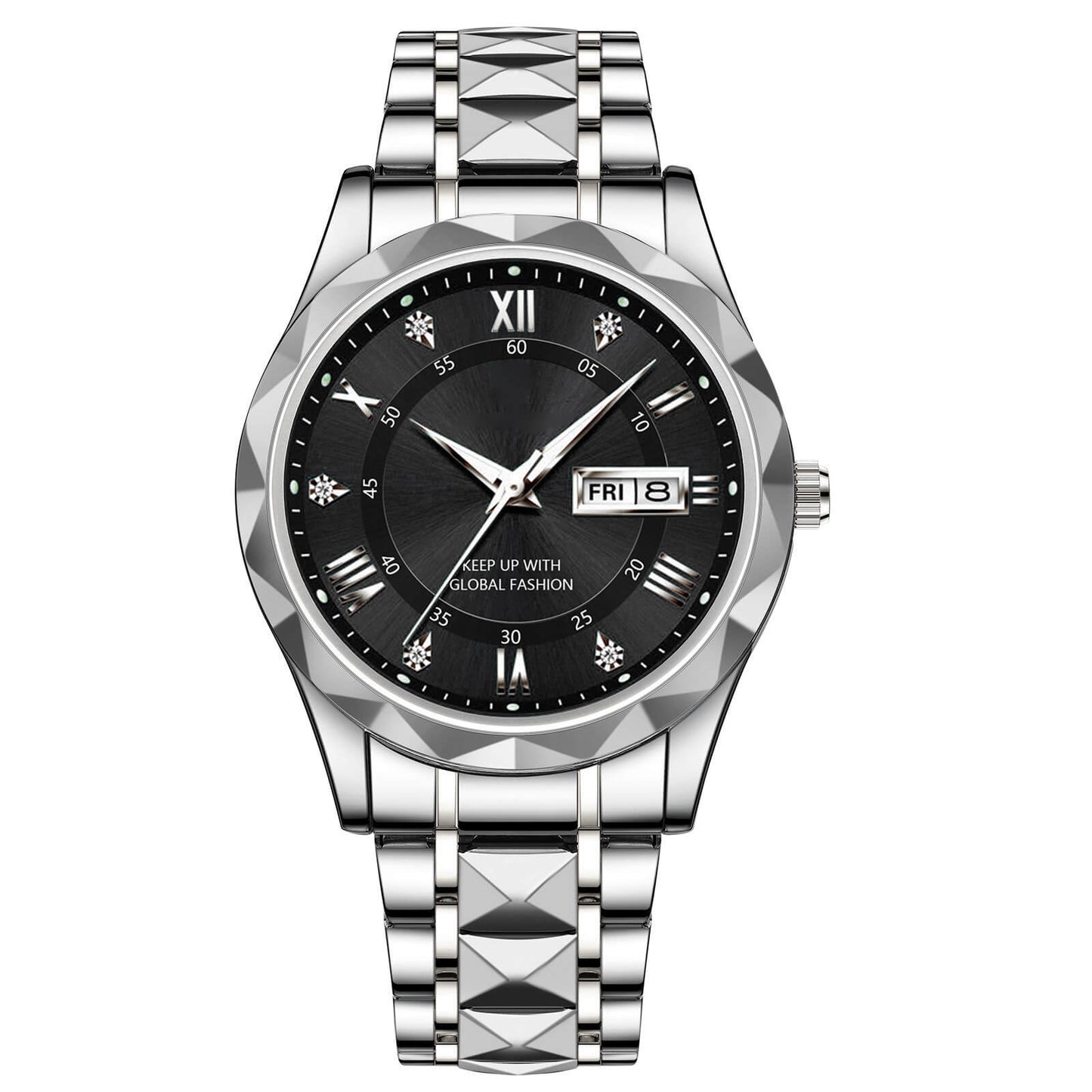 Wasserdichte, leuchtende Herrenuhr aus zweifarbigem Edelstahl mit Quarzwerk