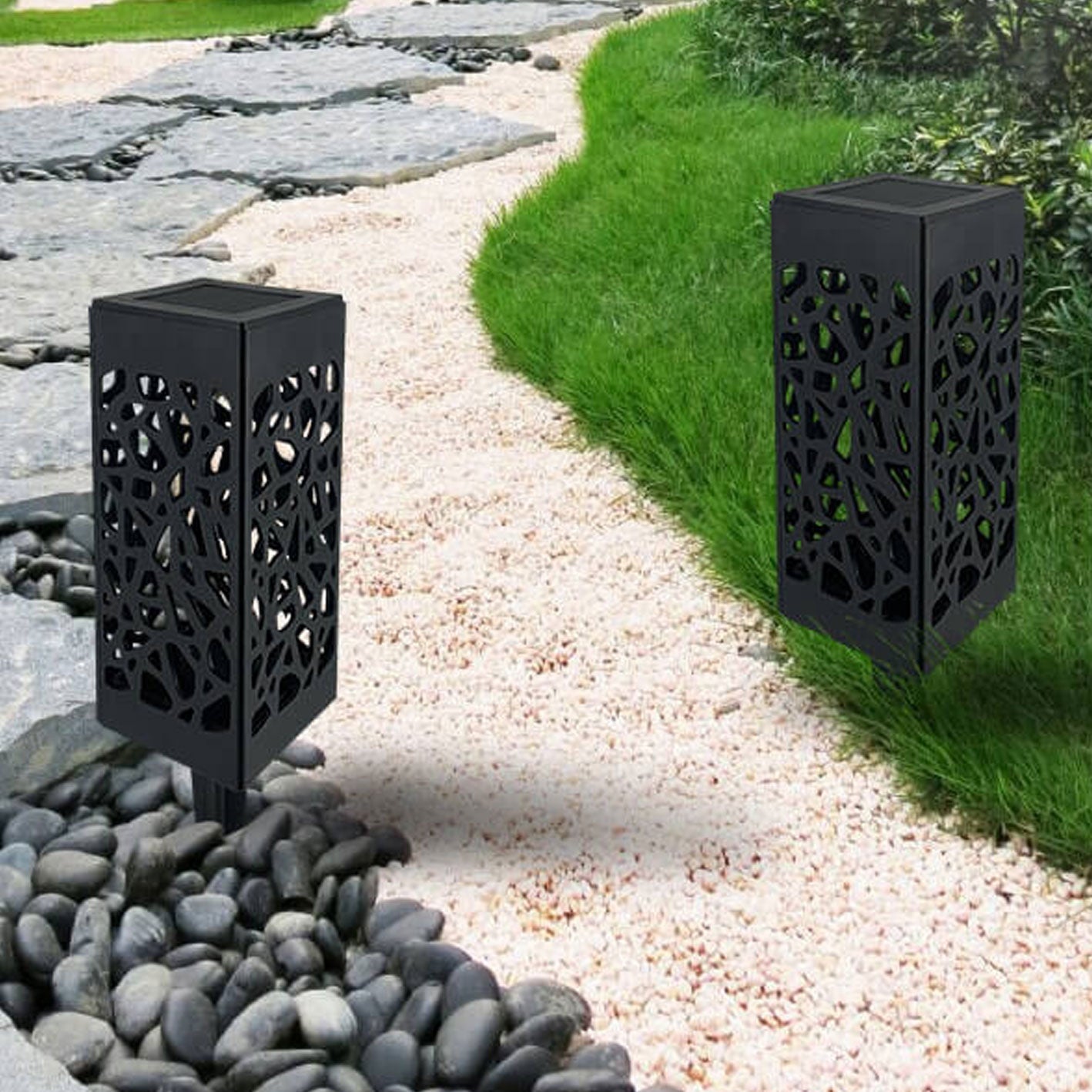 Kreatives Hohles Quadrat Säule LED Außen Rasen Boden Einsetzen Landschaft Licht | Brehn