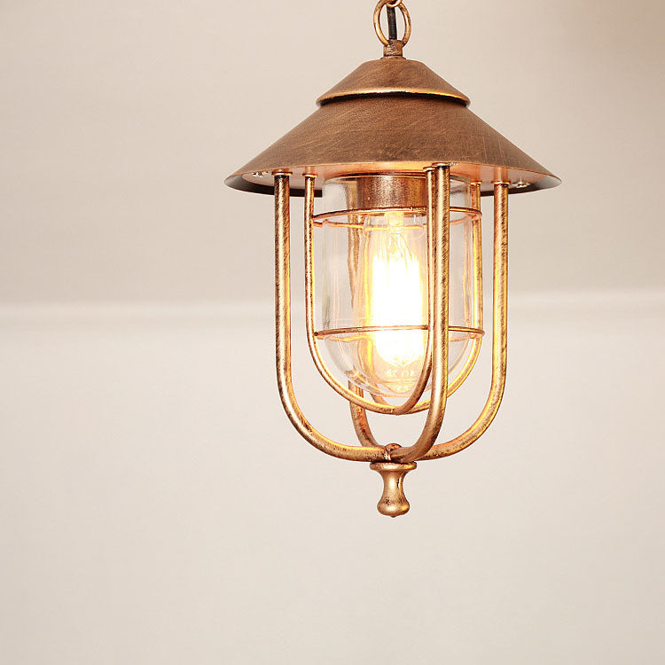 Industrielle Vintage Aluminium Käfig Glas 1-Licht Außen wasserdichte Pendelleuchte | Brehn