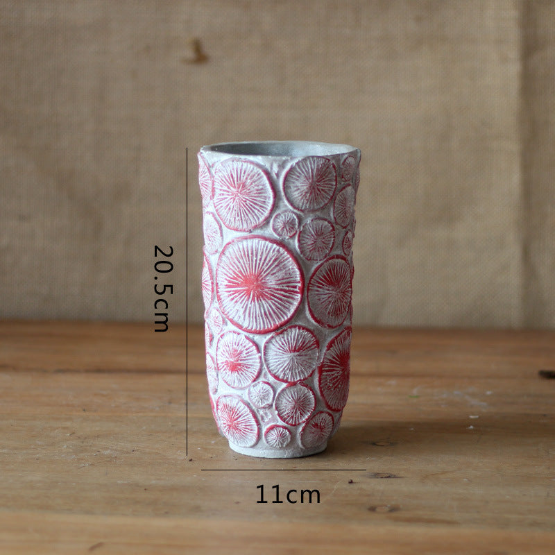 Dekorative Blumenvase aus keramik mit Reliefstruktur Brehn