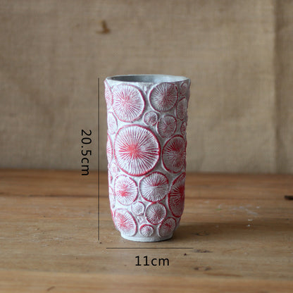 Dekorative Blumenvase aus keramik mit Reliefstruktur Brehn