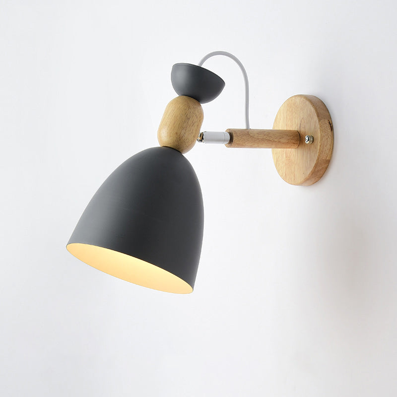 Schwenkshade Kinderzimmer Wandlampe Metall 1 Glühbirne Macaron Lesewandlicht mit Holzdeko | Brehn