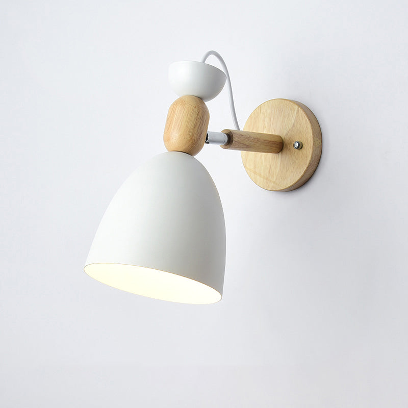Schwenkshade Kinderzimmer Wandlampe Metall 1 Glühbirne Macaron Lesewandlicht mit Holzdeko | Brehn