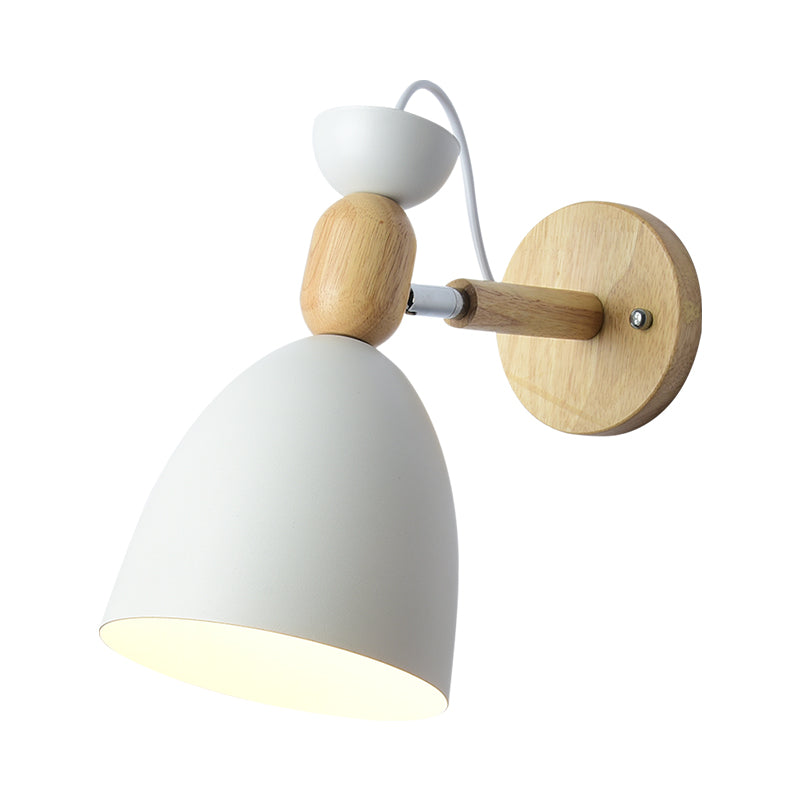 Schwenkshade Kinderzimmer Wandlampe Metall 1 Glühbirne Macaron Lesewandlicht mit Holzdeko | Brehn