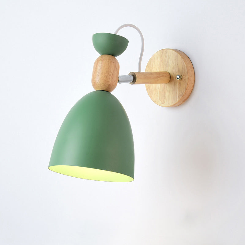 Schwenkshade Kinderzimmer Wandlampe Metall 1 Glühbirne Macaron Lesewandlicht mit Holzdeko | Brehn