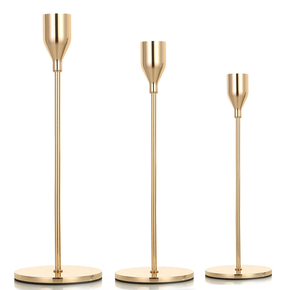Modern Minimalist Taper Kerzenhalter Set mit polierter Metalloberfläche Brehn