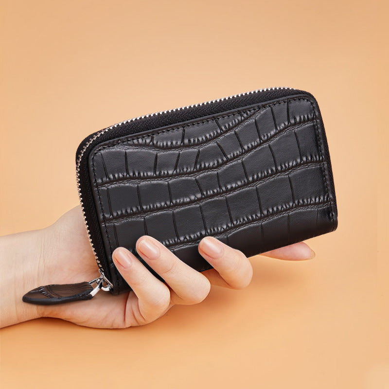 Premium strukturiertes Leder Zip Geldbörse Brehn