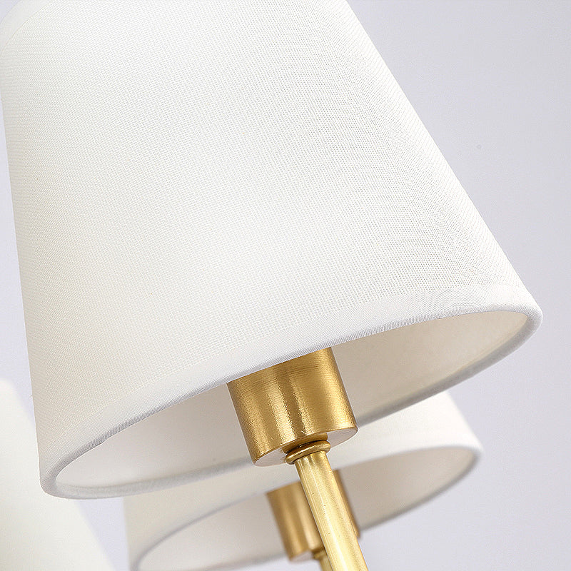Messing Kegel Wandlampe Retro Weißer Stoffschirm 1/2 Glühbirnen Esszimmer Wandwandleuchte Beleuchtung | Brehn