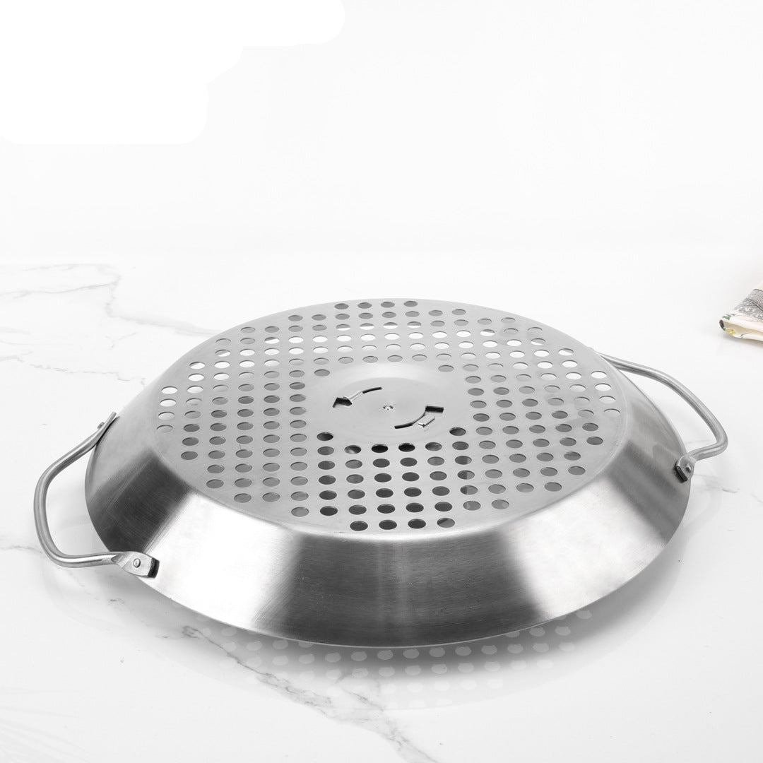 Edelstahl Hähnchenbräter mit Perforiertem Grillrost und Mittigem Aromatrichter Brehn