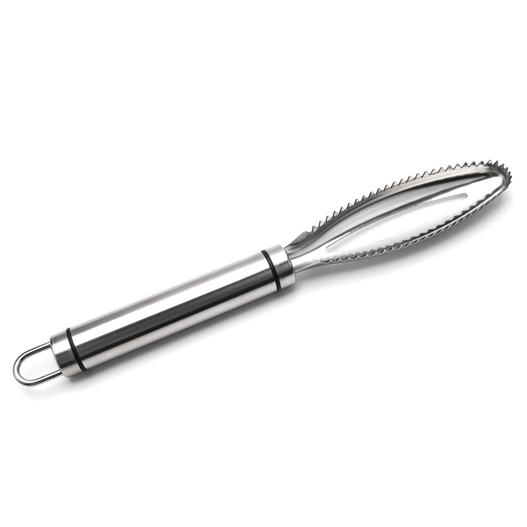 Ergonomischer Profi Fischschupper Aus Edelstahl mit Gezahntem Schaber und Rutschfestem Griff Brehn