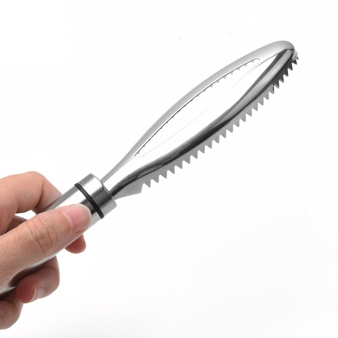 Ergonomischer Profi Fischschupper Aus Edelstahl mit Gezahntem Schaber und Rutschfestem Griff Brehn