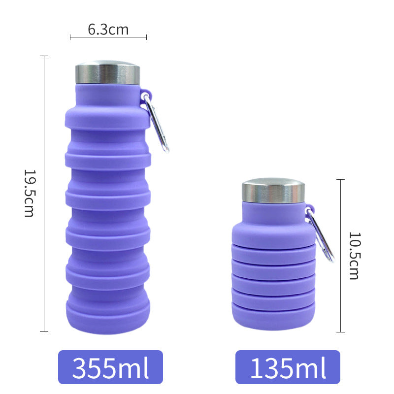 Damen praktische und kompakte Silikon-Trinkflasche mit Karabiner und Edelstahlverschluss Brehn