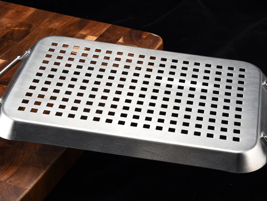 Perforiertes Edelstahl Grillblech Set mit Abnehmbaren Griffen und Hitzebeständiger Oberfläche Brehn