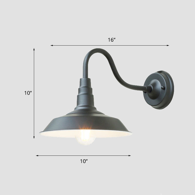 1-Birnen-Gänsekopf-Wandleuchte Industrielle Metall Wandmontierte Lampe mit Scheunenlampe für den Außenbereich | Brehn