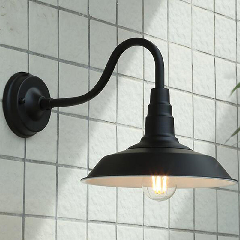 1-Birnen-Gänsekopf-Wandleuchte Industrielle Metall Wandmontierte Lampe mit Scheunenlampe für den Außenbereich | Brehn