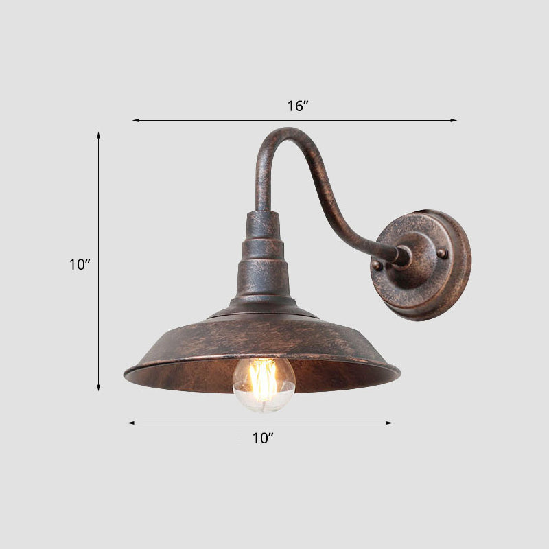 1-Birnen-Gänsekopf-Wandleuchte Industrielle Metall Wandmontierte Lampe mit Scheunenlampe für den Außenbereich | Brehn